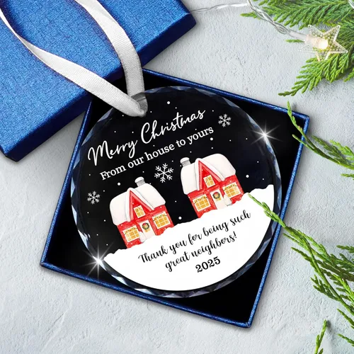 Miniatura 2 de Adorno de Navidad de vecino 2025 – Regalos de Navidad pensados para vecinos, adornos acrílicos para vecinos amigos, mejores amigos, regalos