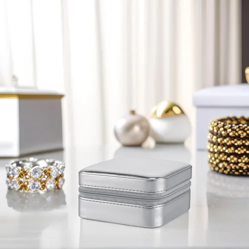 Miniatura 47 de Organizador de joyas Vlando para almacenaje y exhibición, joyero para viaje, imitación de piel, para anillos, aretes, collares.