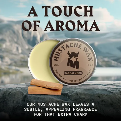 Miniatura 5 de Striking Viking Cera para bigote para hombres con peine – 2 onzas, sándalo – Cera de sujeción fuerte con peine de bigote antiestático para un aseo