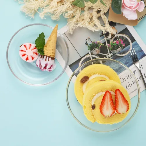 Miniatura 5 de WHJY 6 platos de vidrio transparente, juego de platos de vidrio de 5 pulgadas, pequeños platos de postre platos de té a granel