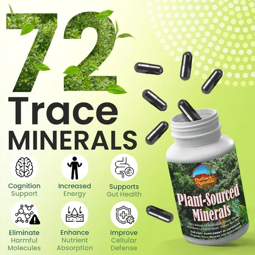 Miniatura 2 de Minerales de origen vegetal, 60 cápsulas, minerales orgánicos naturales y antioxidantes que apoyan el sistema inmunológico y digestivo, promoviendo