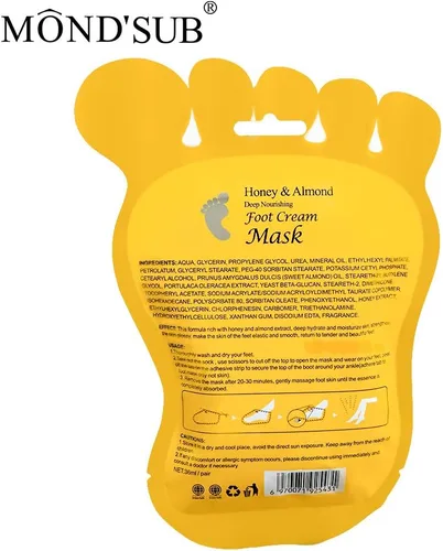 Miniatura 9 de MOND'SUB Mascarillas nutritivas para pies de miel y almendra, mascarilla hidratante de pies para piel seca para hidratar profundamente e iluminar