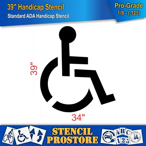 Miniatura 2 de Plantilla para estacionamiento – 39 pulgadas – Plantilla ADA para discapacitados (4 "trazos) – 39 pulgadas x 34 pulgadas x 1/8 pulgadas (128 mil)