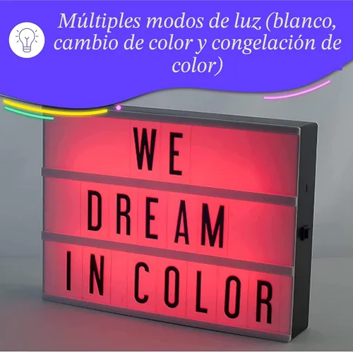 Miniatura 2 de My Cinema Lightbox - Cartel de caja de luz de cine RGB que cambia de color con 100 letras y números LED - Tablero de mensajes de neón personalizado