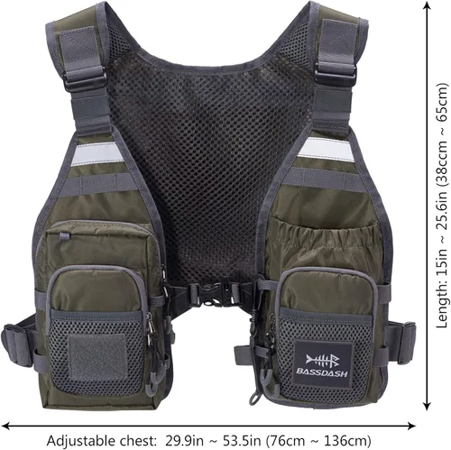 Miniatura 4 de BASSDASH FV08 Chaleco ultraligero de pesca con mosca para hombres y mujeres Paquete de pecho portátil Talla única para la mayoría