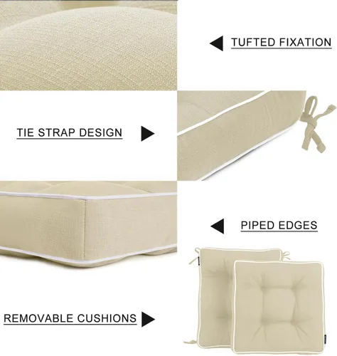 Miniatura 4 de Juego de cojines para silla mecedora Favoyard, cojines para mecedora interior y exterior, juego de cojines de asiento resistentes al agua para Beige