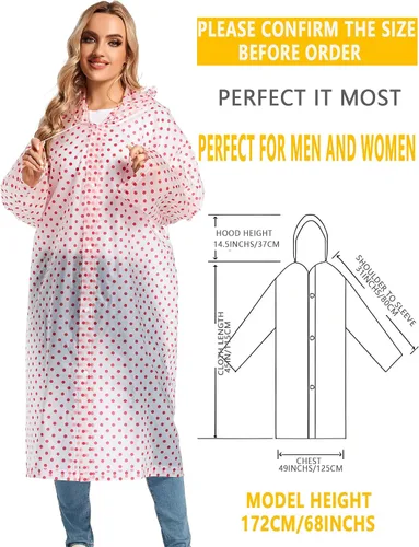 Miniatura 10 de 2 abrigos de lluvia de Borogo para adultos, chaquetas de lluvia reutilizables para hombres y mujeres
