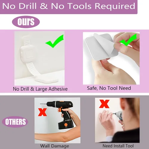 Miniatura 4 de Anclaje adhesivo mejorado para muebles sin taladro, correas ajustables para pared de muebles antipuntas para bebés y mascotas, paquete de 4