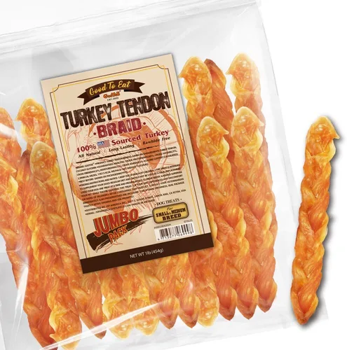 Miniatura 18 de Gootoe Tendones de Pavo para Perros – Golosinas Naturales, Hipoalergénicas para Perros, Alternativa al Cuero Crudo, Masticables Duraderas