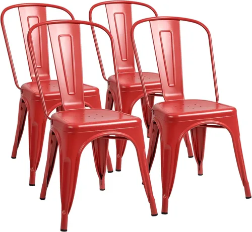 Miniatura 9 de Furmax Silla de comedor de metal para uso en interiores y exteriores, apilable, clásica, Trattoria, elegante, comedor, bistró, cafetería, sillas