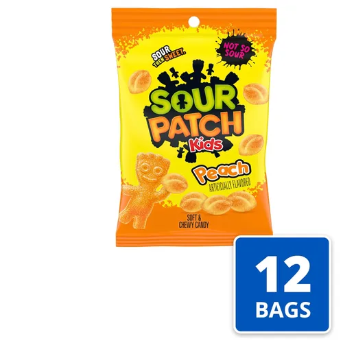 Miniatura 4 de SOUR PATCH KIDS Peach Soft & Chewy Gummy Candy, caramelos a granel, bolsas de 12-8.07 onzas