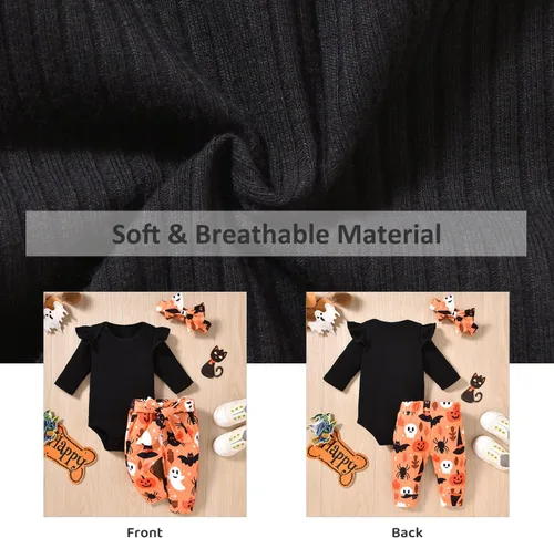 Miniatura 235 de Aalizzwell Conjunto de mameluco acanalado para bebé recién nacido prematuro para otoño e invierno