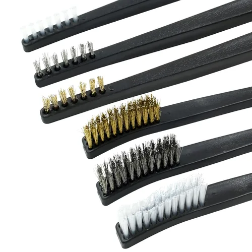 Miniatura 4 de Hitefu Juego de 9 mini cepillos de alambre de metal, cepillo de dientes para arañazos, limpiador de metal para limpiar la suciedad de pintura
