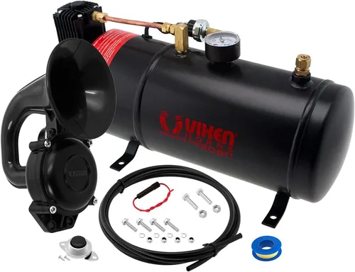 Vixen Horns Kit de bocina de tren para motocicleta/bicicleta/camión/coche. Sistema completo a bordo - Compresor de aire de 150 psi, tanque de 1