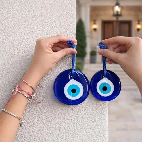 Miniatura 3 de Adorno para colgar en la pared de cristal turco, cuentas de Nazar turco, dije de protección contra el mal de ojo para el hogar, juego de 2 amuletos