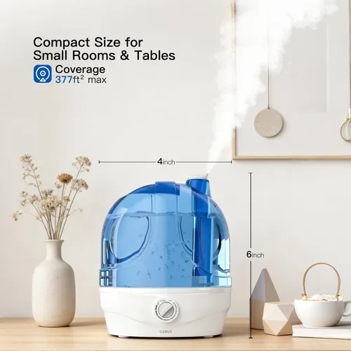 Miniatura 2 de AZEUS Humidificador ultrasónico de niebla fría de gran capacidad de 2.8 litros, potente control de humedad para espacios cómodos, dura hasta 30