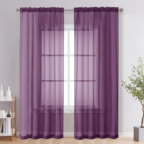 Miniatura 238 de OVZME - Cortinas traslúcidas blancas de 45 pulgadas de largo, 2 paneles, cortinas de gasa con bolsillo para barra para ventanas pequeñas, cada una