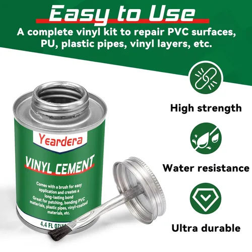Miniatura 2 de Cemento de vinilo, pegamento de vinilo de alta resistencia, cemento de PVC impermeable, kit de reparación de parches de piscina de alta resistencia