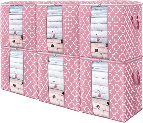 Miniatura 23 de WISELIFE Bolsas de Almacenamiento [3 Unidades/100L] Contenedores Grandes de Organización y Almacenamiento de Mantas y Ropa para Edredones, Ropa