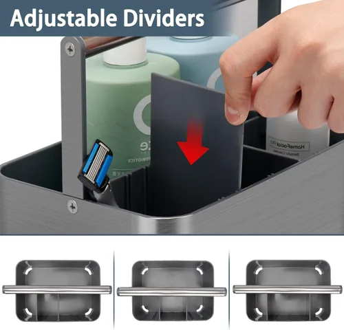 Miniatura 4 de BYUNER Organizador de ducha portátil para dormitorio: organizador de baño compacto con asa y divisores ajustables, cesta de ducha de plástico duro