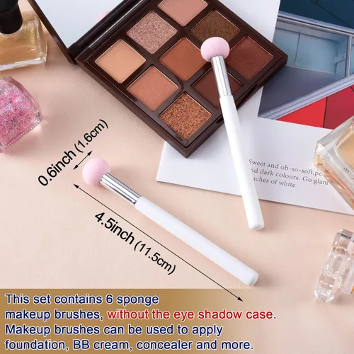 Miniatura 2 de PAGOW 6 aplicadores de maquillaje de esponja con asa, aplicadores de sombra de ojos de esponja, cepillo de esponja para sombra de ojos, brochas