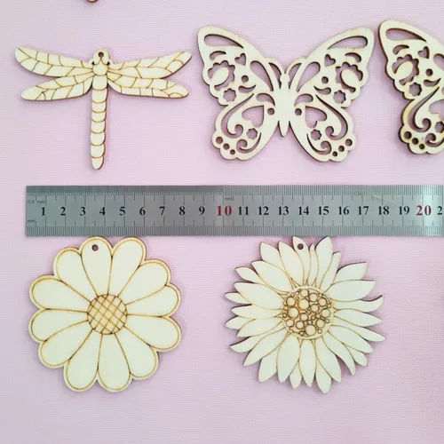 Miniatura 2 de 48 piezas de recortes de insectos de madera sin terminar con agujero para cabestrillo, manualidades de pintura en blanco de madera de mariposa