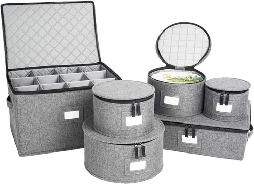 storageLAB Contenedores de almacenamiento de China, carcasa rígida con divisores de fieltro para placas de carga y platos, ideal para organización