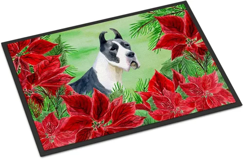 Miniatura 22 de Caroline's Treasures CK1311MAT Cavalier Spaniel Poinsettas - Felpudo de 18 x 27 pulgadas, tapete para puerta delantera, interior y exterior