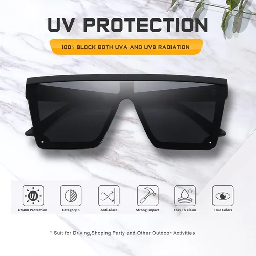Miniatura 3 de Jectieey Oversized Square Sunglasses for Women Men Trendy Flat Top Sun Glasses Siamese Shades UV Protection