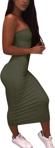 Miniatura 3 de BORIFLORS - Vestido de tubo Bodycon sin mangas para mujer, largo midi