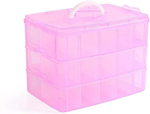 Miniatura 10 de Kamay's Caja de Almacenamiento de Manualidades de Plástico Apilable Transparente de 3 Niveles con Compartimentos Ajustables con Ranura, Organizador
