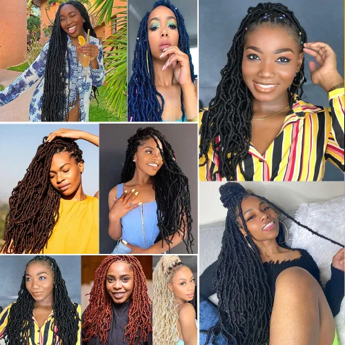 Miniatura 5 de Umylar - Paquetes de 7 rastas sintéticas de ganchillo de 24 pulgadas / 61 cm., extensiones de rastas suaves de diosa, cabello sintético de ganchillo