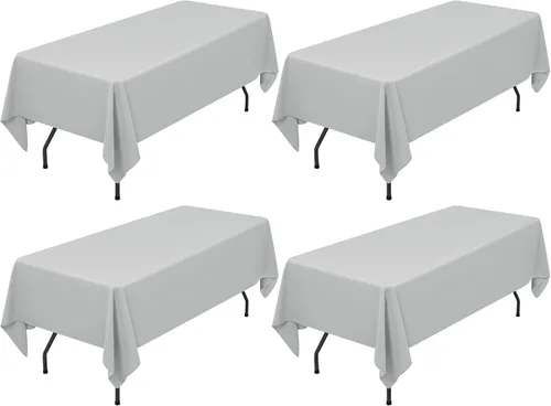 Showgeous Paquete de 4 manteles rectangulares de poliéster de 60 x 102 pulgadas, resistentes a las arrugas, lavables, para bodas, mesas de comedor,