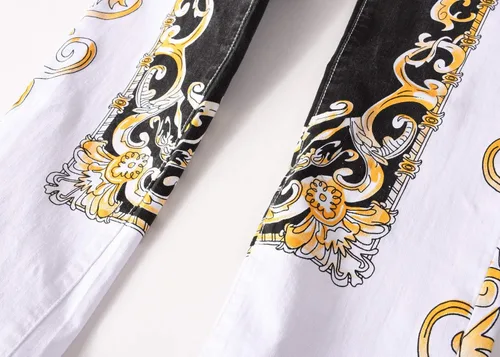 Miniatura 35 de Baylvn - Pantalones de mezclilla entallados y estampados para hombre con corte recto