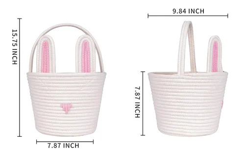 Miniatura 5 de CubesLand Cestas de Pascua para niños, juego de 2 cubos vacíos de conejo con asa, bolsas de cesta de caza de huevos de Pascua suaves y resistentes