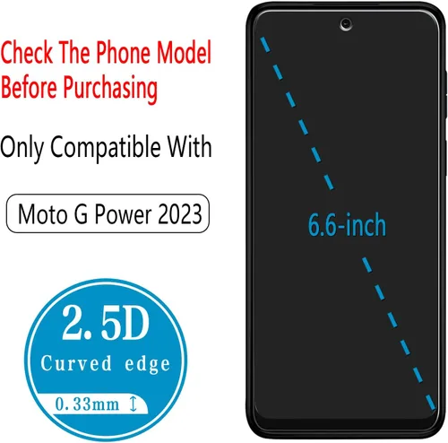 Miniatura 3 de Paquete de 2 protectores de pantalla de vidrio templado diseñados para Motorola Moto G Power 5G (2023), antiarañazos, sin burbujas