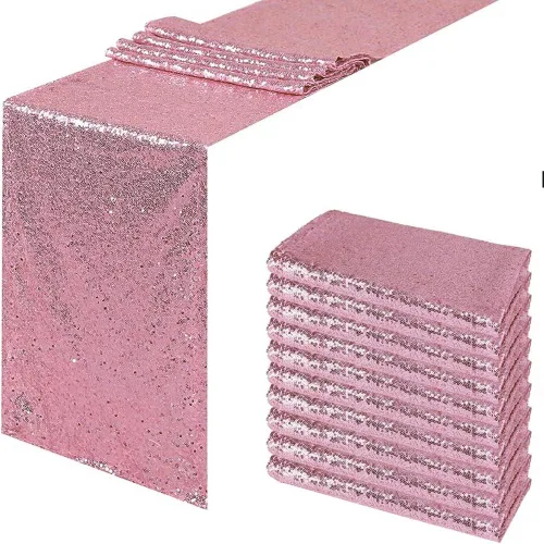 Miniatura 24 de JYFLZQ Camino de mesa de lentejuelas negras de 12 x 72 pulgadas, manteles de mesa de tela con lentejuelas negras brillantes - Caminos brillantes