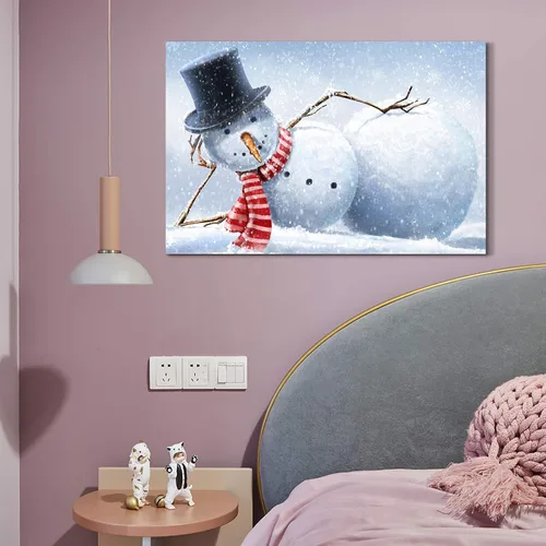 Miniatura 2 de Denozer - Arte de pared de muñeco de nieve de Navidad, impresiones artísticas sobre lienzo para dormitorio, sala de estar, decoración de pared