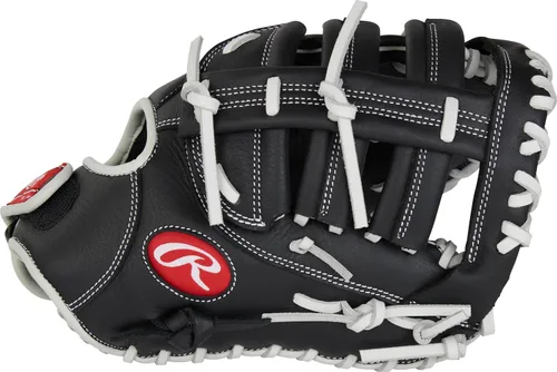 Miniatura 2 de Rawlings Guante de sóftbol juvenil Shut Out Negro/Blanco Web de barra doble de poste único
