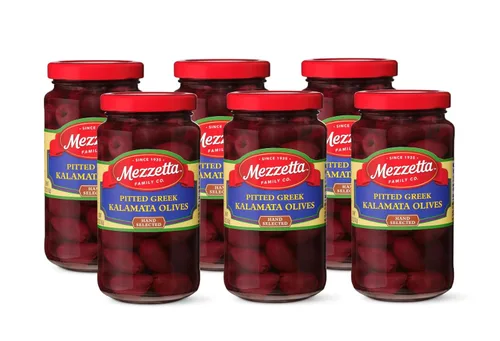 Mezzetta Aceitunas kalamata griegas sin hueso – Aceitunas moradas ricas de Grecia para recetas mediterráneas y aperitivos – Prácticas aceitunas sin