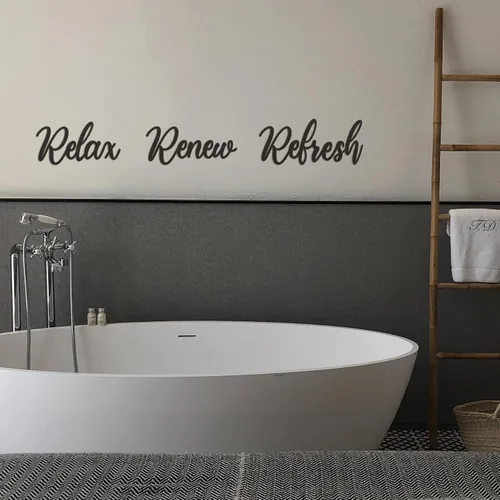 Miniatura 2 de Vivegate Letrero de metal para pared, 20 x 19 pulgadas, 3 unidades, color negro, moderno, hermoso, relajante, renovar, renovar, renovar, decoración