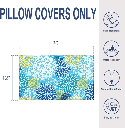 Miniatura 90 de Juego de 2 almohadas para exteriores de 16 x 16 pulgadas, repelentes al agua con interiores, para muebles de patio, hogar, jardín, geometría bohemia