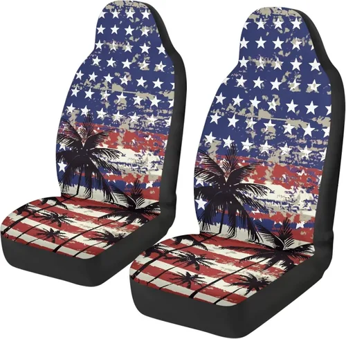 Miniatura 19 de 250 Years Car Seat Covers Set of 2 Eagle Flag Car Seat Cover Protector Front Seats Patriotic Auto Interior Accessories Stretch Polyester Fabric