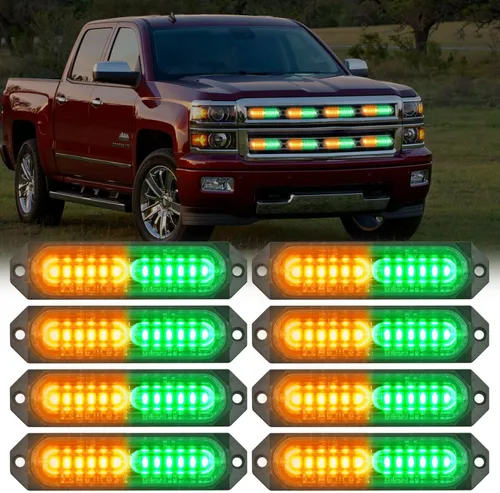 Miniatura 23 de Nilight 8 piezas de luces estroboscópicas LED 12 LED ámbar blancas, luz de emergencia 12 V 24 V, luz de advertencia de peligro con función