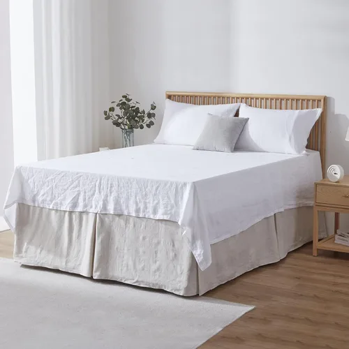 Miniatura 23 de Simple&Opulence - Falda de cama de lino belga con caída a medida de 14 pulgadas, con pliegues, ajuste fácil, transpirable, de lino natural premium