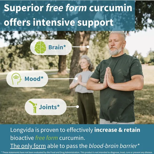 Miniatura 3 de Longvida - Curcumina optimizada de 500 mg, ultra biodisponible y acción sostenida, vegana, 30 cápsulas
