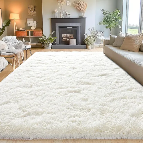 Miniatura 23 de Alfombras de área de 8x10 para sala de estar, alfombra shaggy grande ultra suave y esponjosa para dormitorio, alfombras de felpa mullida Blanco crema