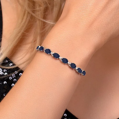 Miniatura 82 de Gem Stone King Pulsera de plata de ley 925 con piedra natal ovalada de 0.276 x 0.197 in para mujer, totalmente ajustable hasta 9 pulgadas