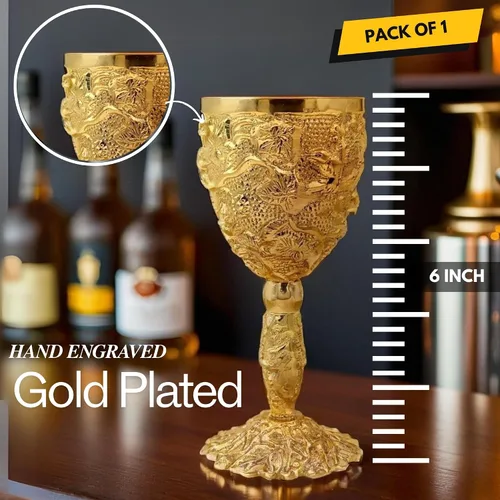 Miniatura 4 de Cáliz medieval hecho a mano de latón chapado en oro, 6 onzas, juego de tazas hechas a mano para regalos espirituales, decoración de fantasía