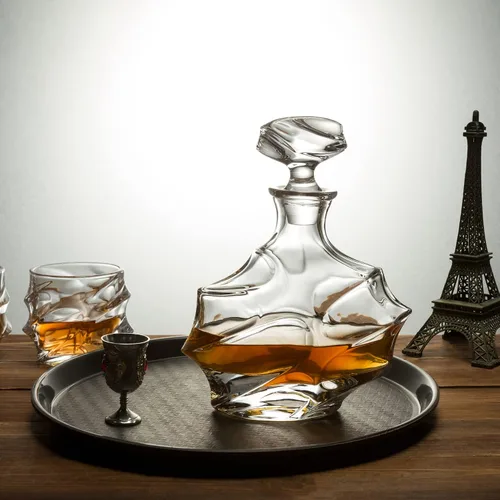Miniatura 3 de KANARS - Decantador de whisky con tapón hermético, decantador grande de cristal hecho a mano para whisky, vino, bourbon, brandy, licor, centeno, ron